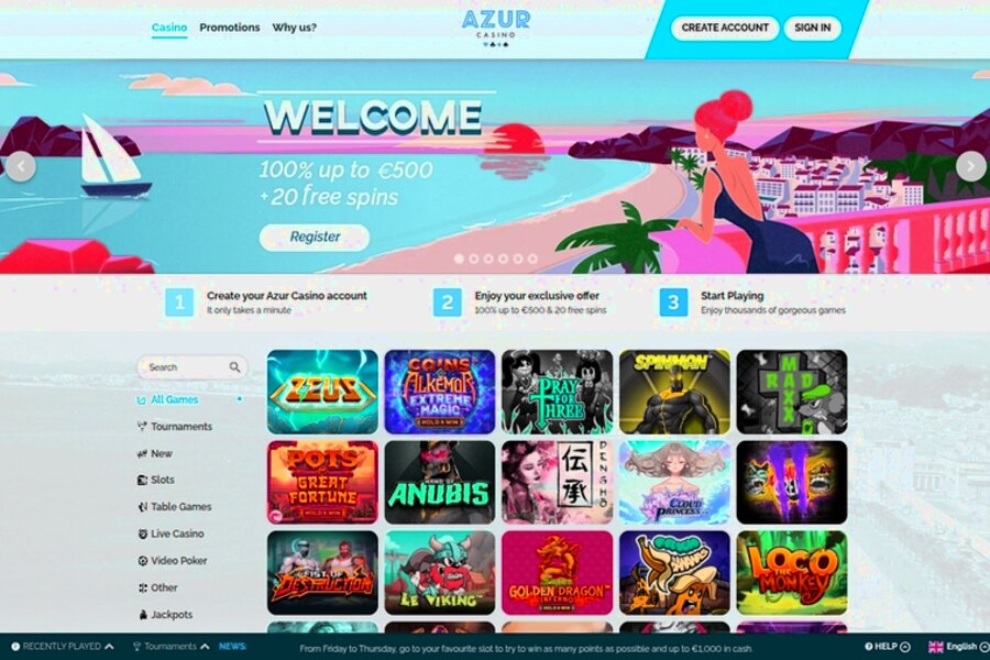 Azur Casino : Profitez de notre Bonus sans Dépôt